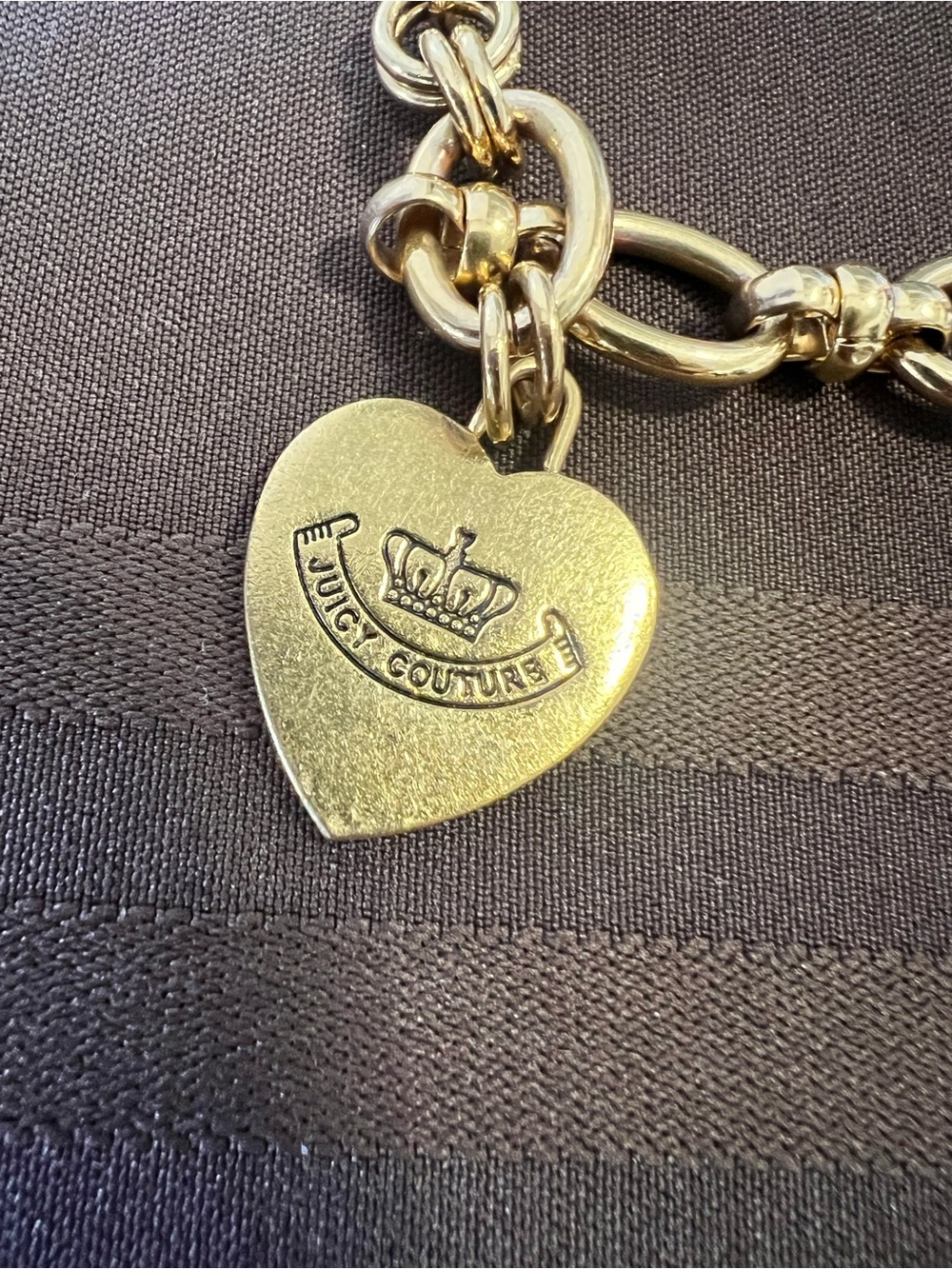Vintage Juicy Couture Royal Couture Gold Tone Toggle Charm Bracelet Y2K